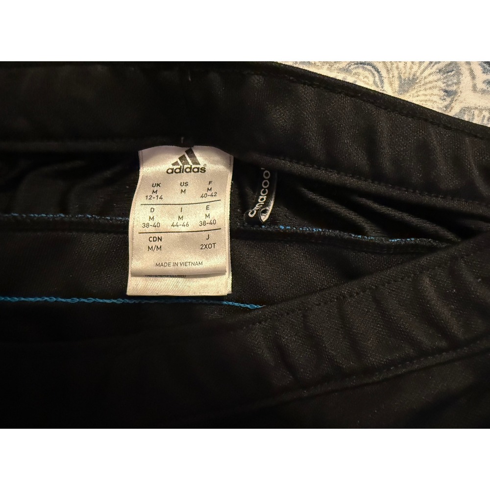 Adidas Womens Track Pants Black‎ Blue ClimaCool Athletic Zip Pockets Sz M - Picture 10 of 10